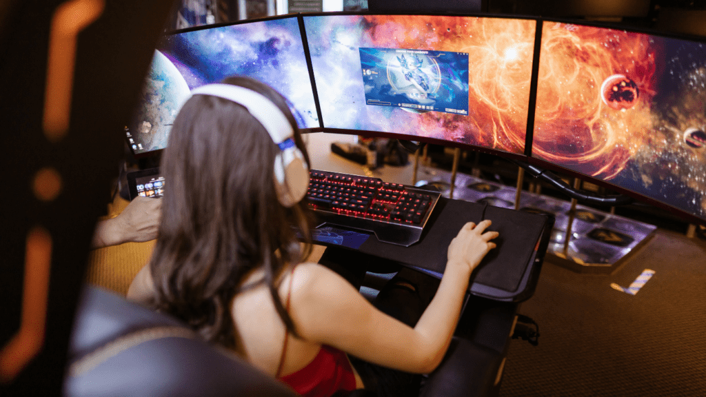 a woman playing esport