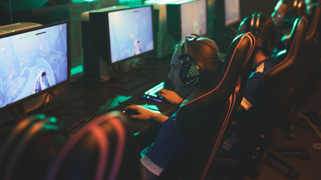 a man playing online game