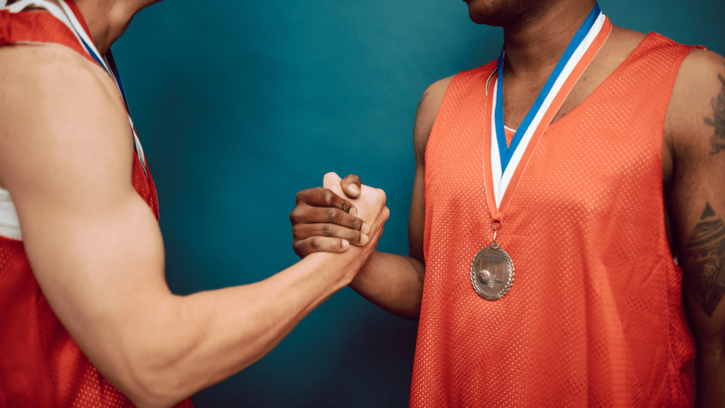 two basketball player recognizing each other