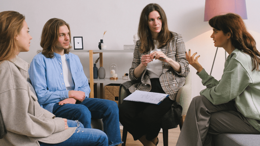 group of woman sharing their opinion