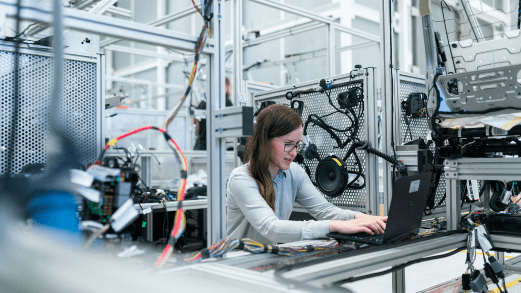 a woman using modern technology