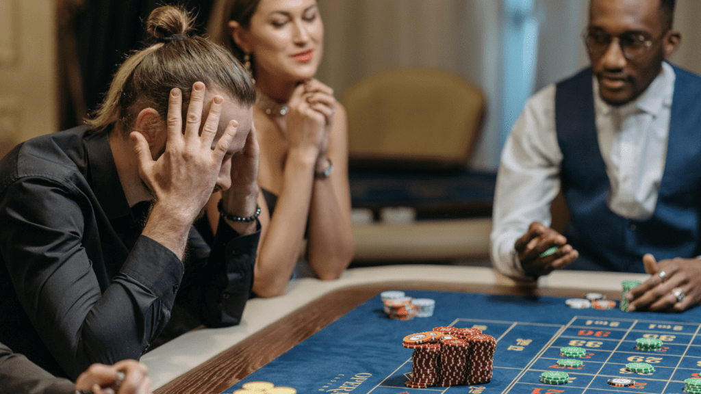 a woman betting on a casino game