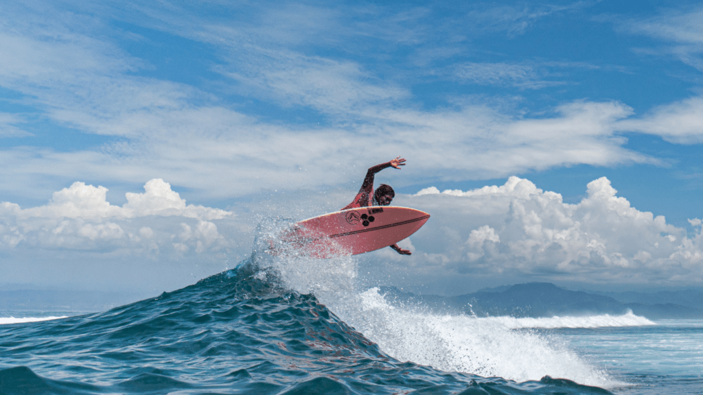 a man surfing in a good weather